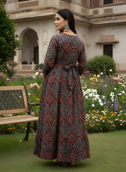 Maroon Printed Maternity Dress for Women