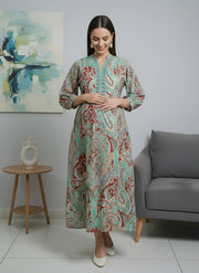 Multicolor Printed Maternity Dress for Women