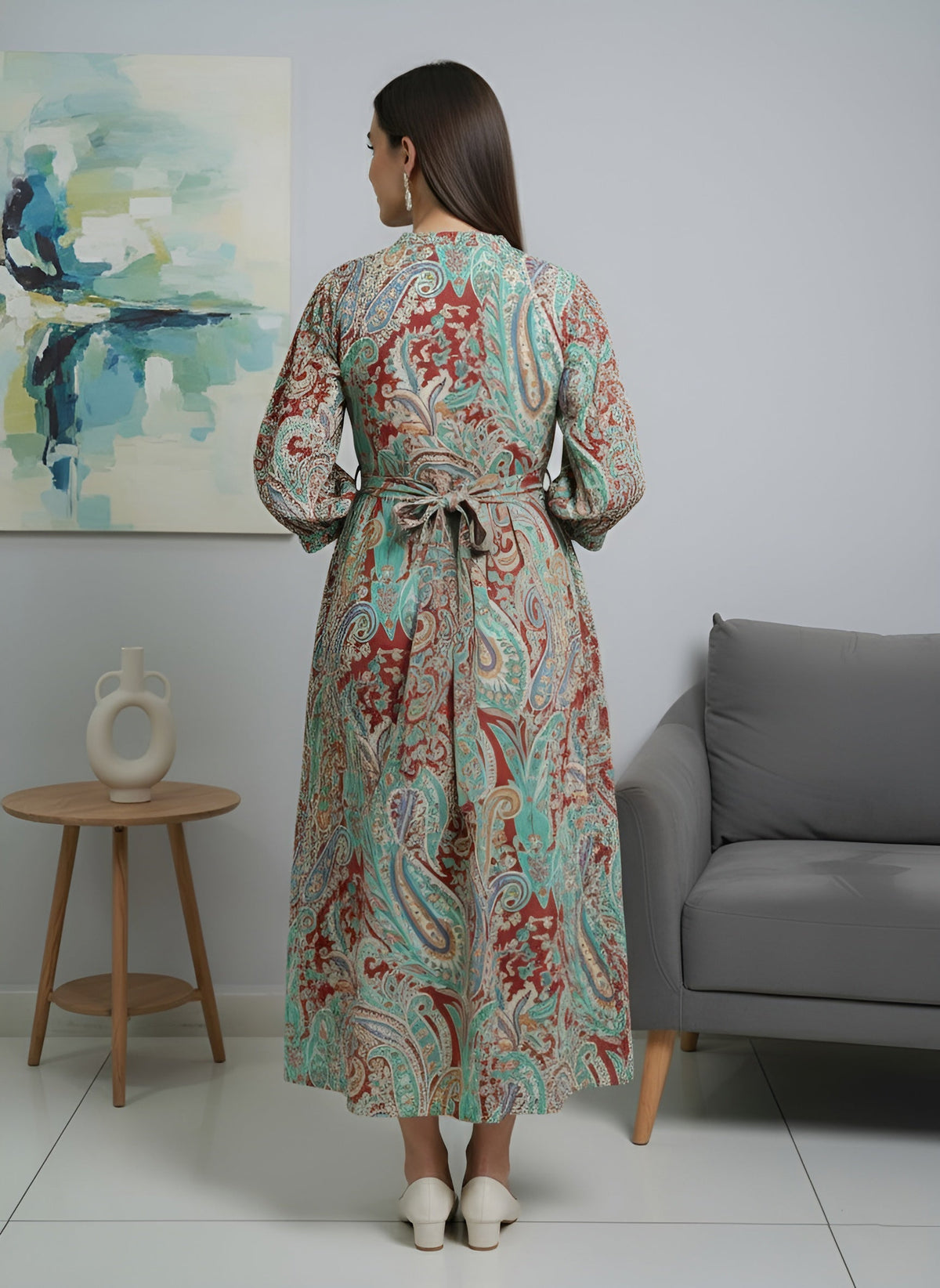 Multicolor Printed Maternity Dress for Women