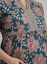 Multicolor Printed Maternity Dress for Women