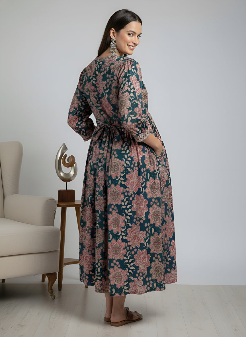Multicolor Printed Maternity Dress for Women
