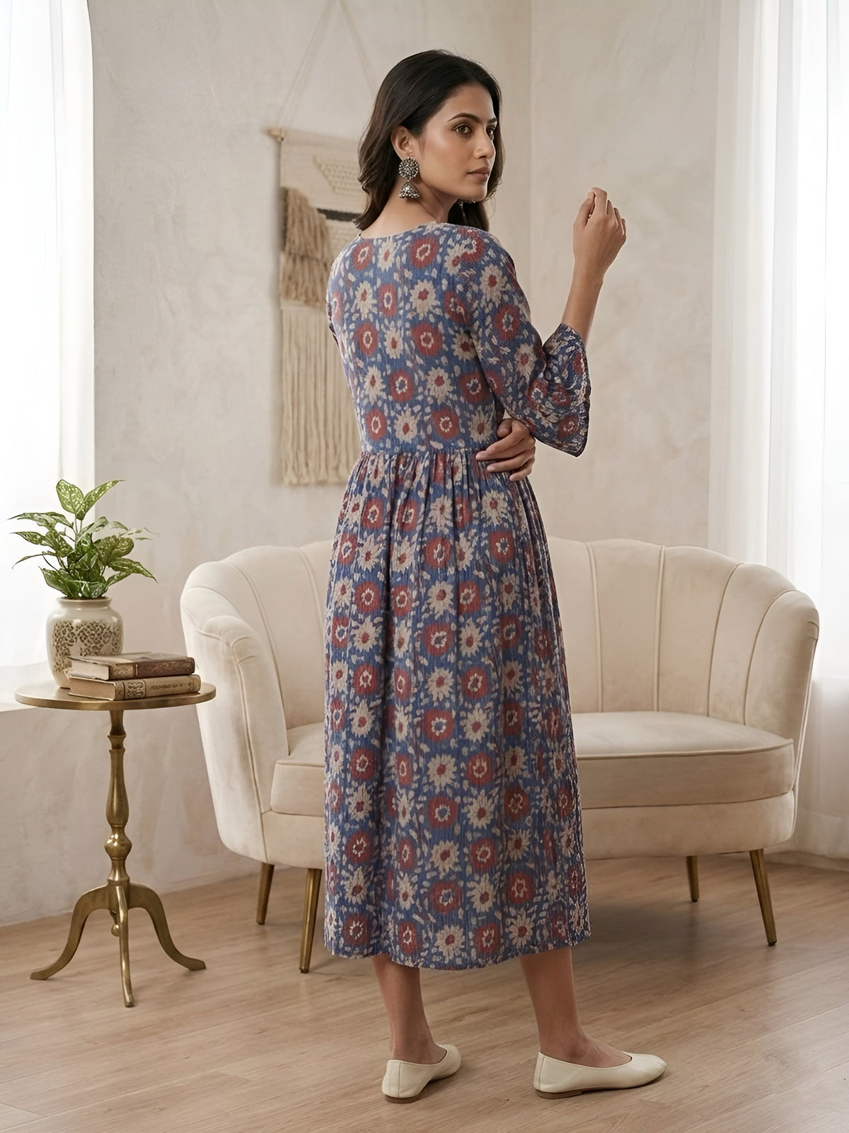 Multicolor Printed Maternity Dress for Women