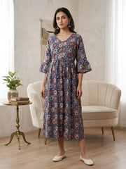 Multicolor Printed Maternity Dress for Women