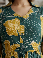 Green Printed Maternity Dress for Women