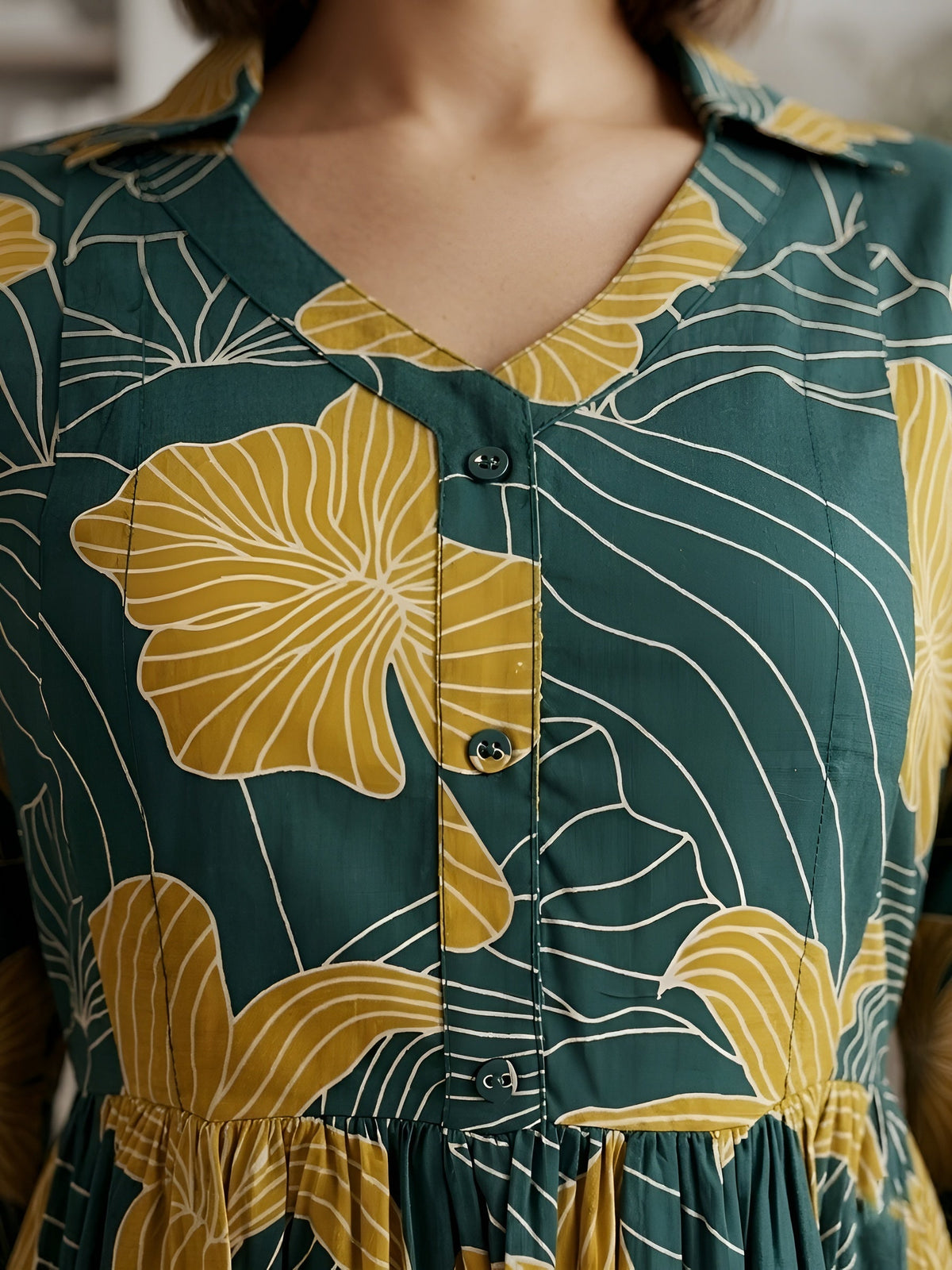 Green Printed Maternity Dress for Women