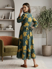 Green Printed Maternity Dress for Women