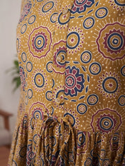 Mustard Printed Maternity Dress for Women