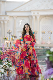 Nyra Multicolor  Printed Sharara Set