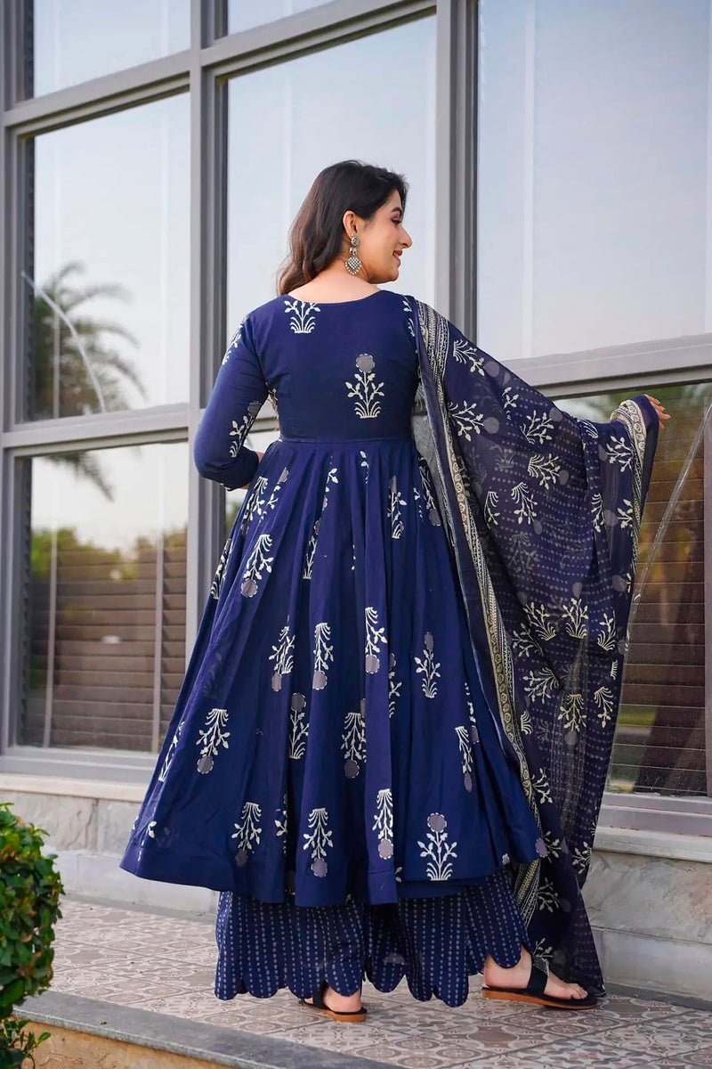 Meher Muslin Printed Anarkali Set