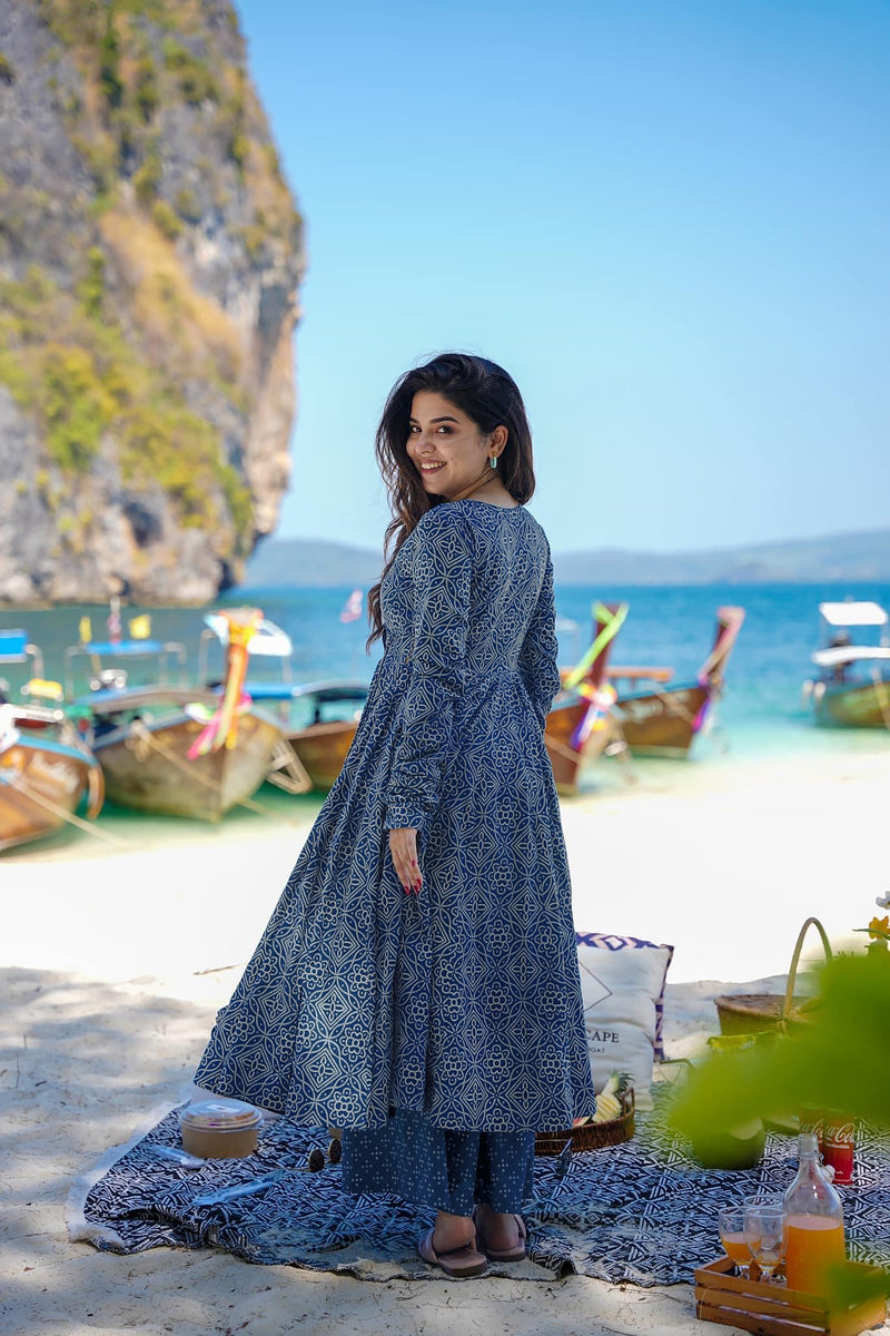 Meher Muslin Printed Anarkali Set