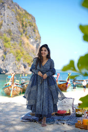 Meher Muslin Printed Anarkali Set