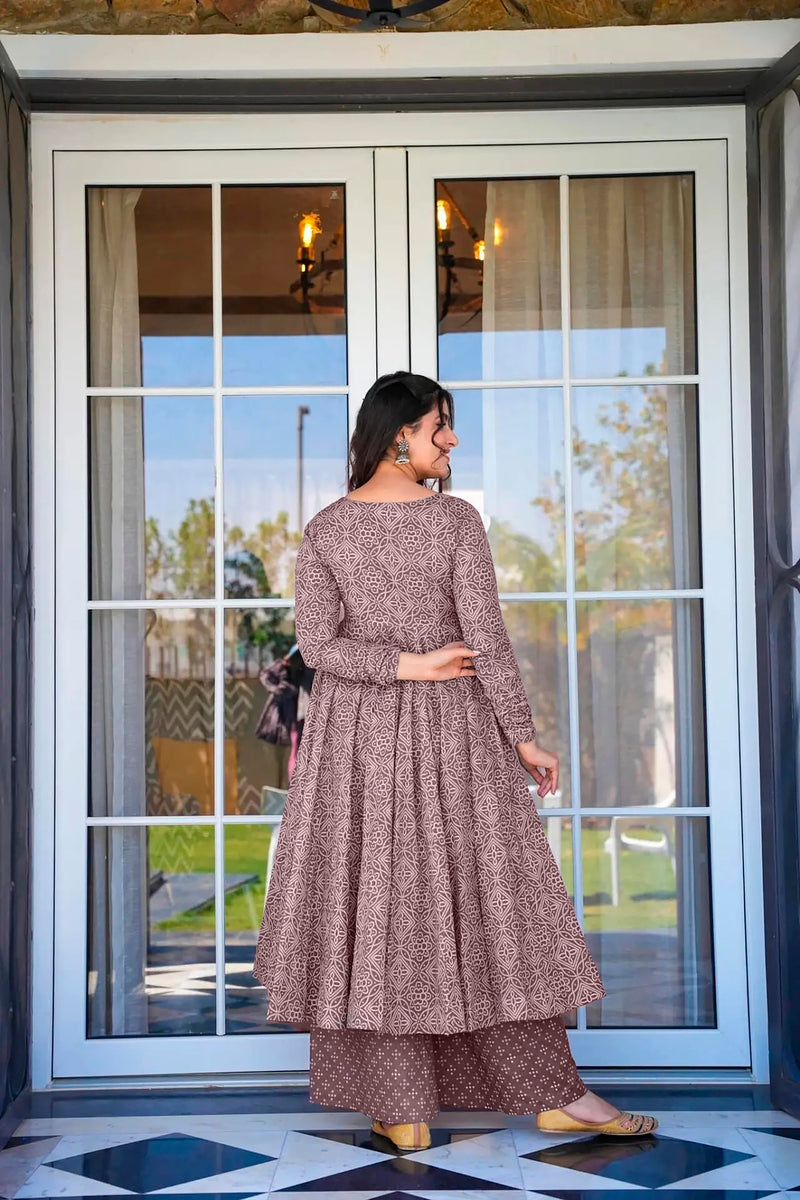 Meher Muslin Printed Anarkali Set