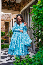 Meher Muslin Printed Anarkali Set