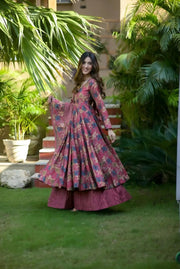 Noor Heavy Digital Printed Muslin Anarkali Set