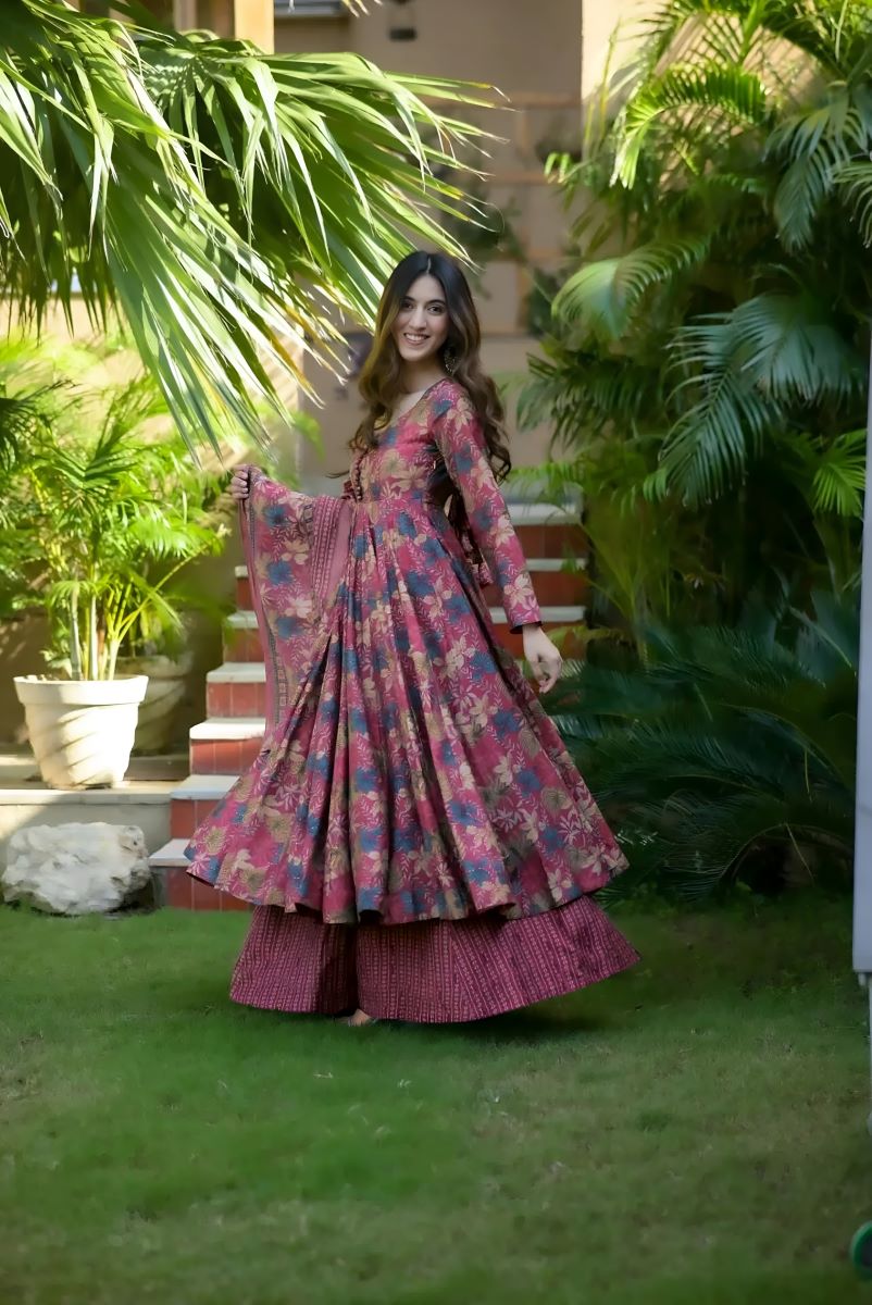 Noor Heavy Digital Printed Muslin Anarkali Set