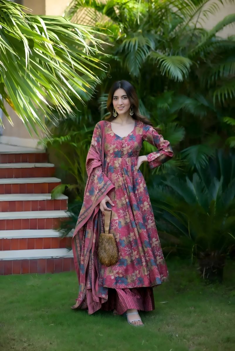 Noor Heavy Digital Printed Muslin Anarkali Set