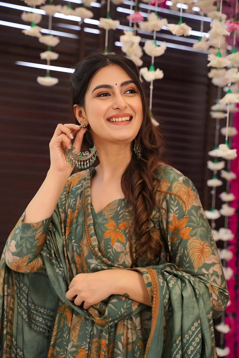 Noor Heavy Digital Printed Muslin Anarkali Set