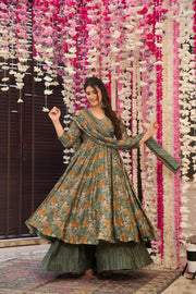 Noor Heavy Digital Printed Muslin Anarkali Set