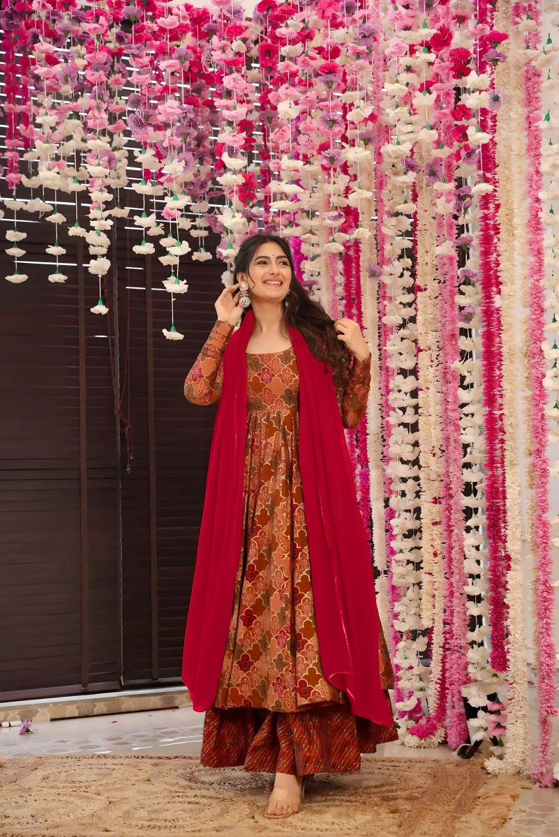Noor Heavy Digital Printed Muslin Anarkali Set