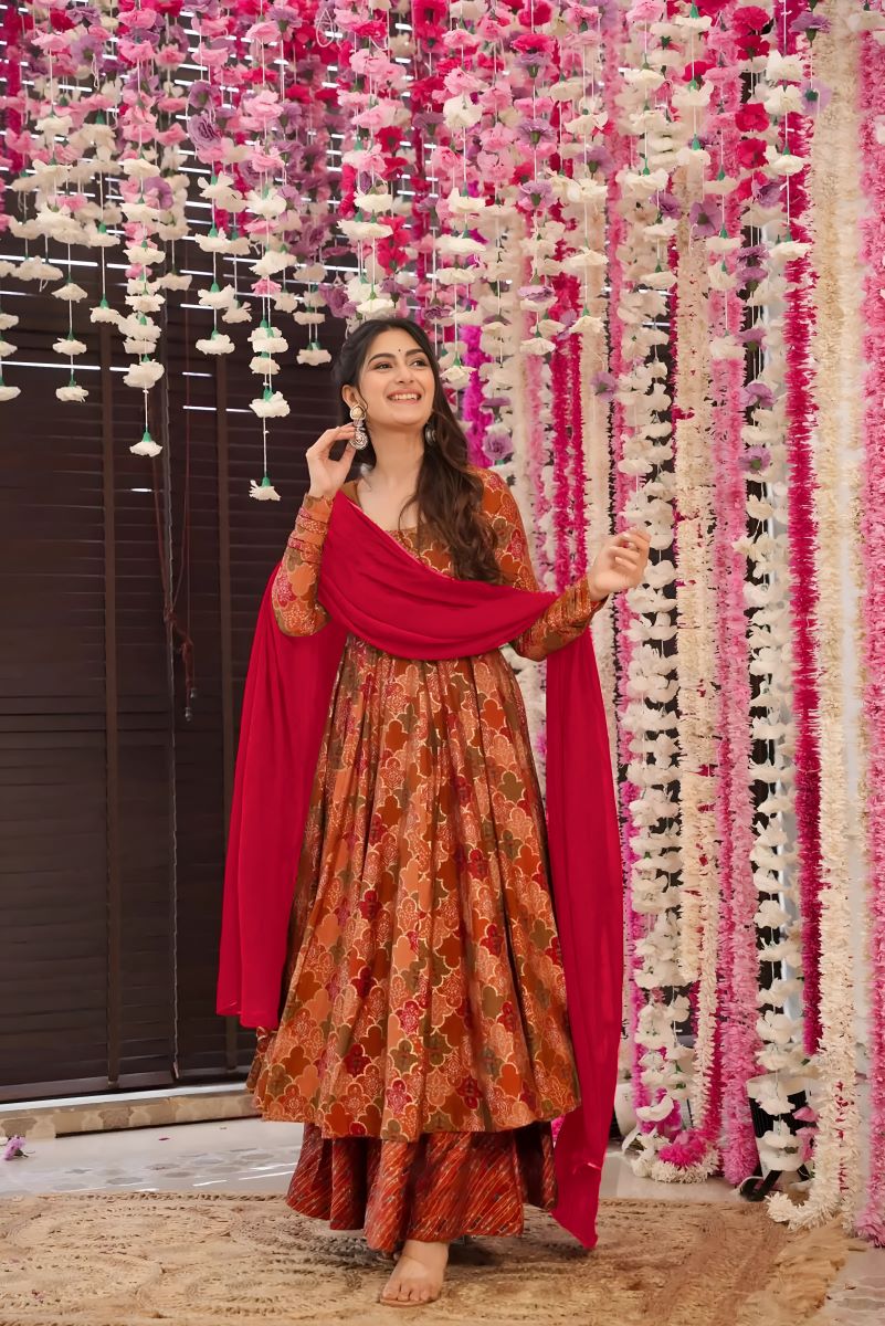 Noor Heavy Digital Printed Muslin Anarkali Set