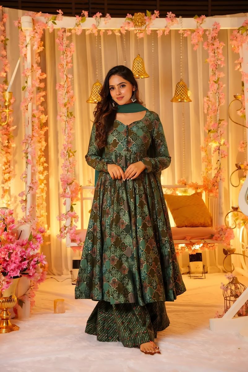 Noor Heavy Digital Printed Muslin Anarkali Set