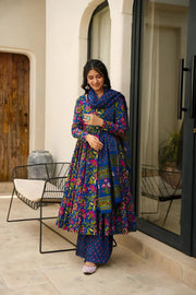 Noor Heavy Digital Printed Muslin Anarkali Set