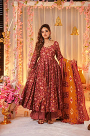 Gulnaar Heavy Digital Printed Muslin Anarkali Set