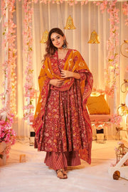 Gulnaar Heavy Digital Printed Muslin Anarkali Set