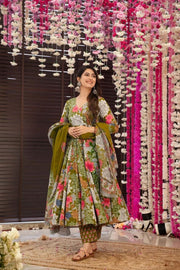 Gulnaar Heavy Digital Printed Muslin Anarkali Set