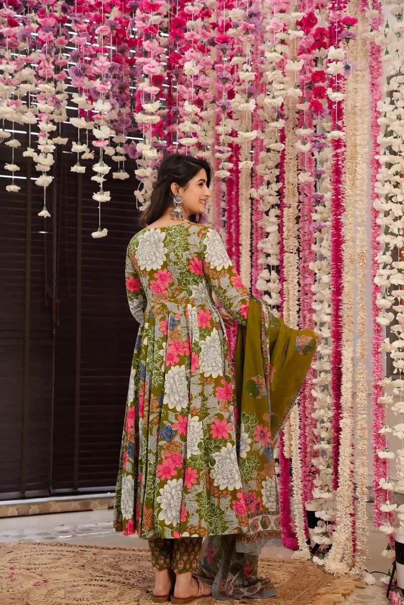 Gulnaar Heavy Digital Printed Muslin Anarkali Set