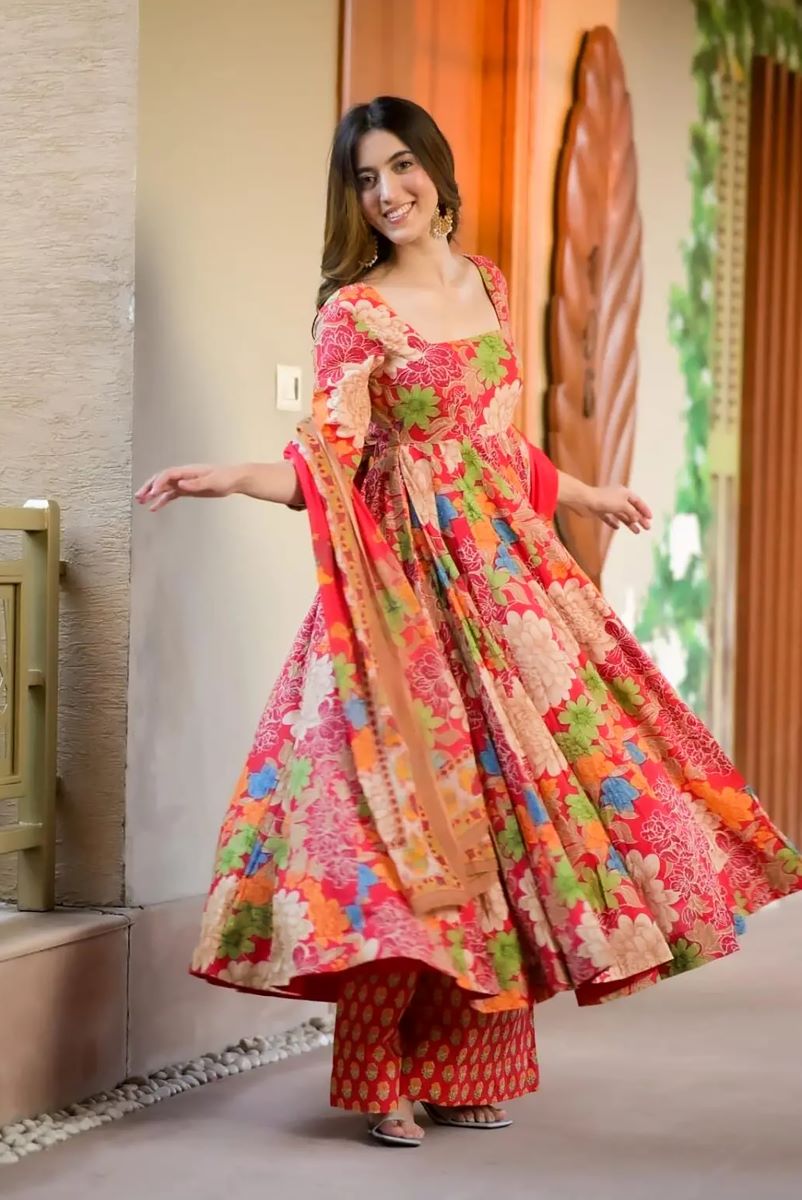 Gulnaar Heavy Digital Printed Muslin Anarkali Set