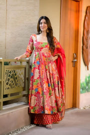 Gulnaar Heavy Digital Printed Muslin Anarkali Set