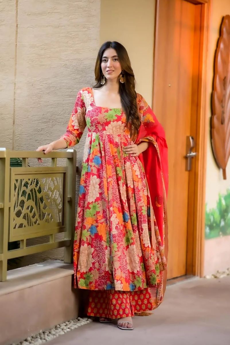 Gulnaar Heavy Digital Printed Muslin Anarkali Set