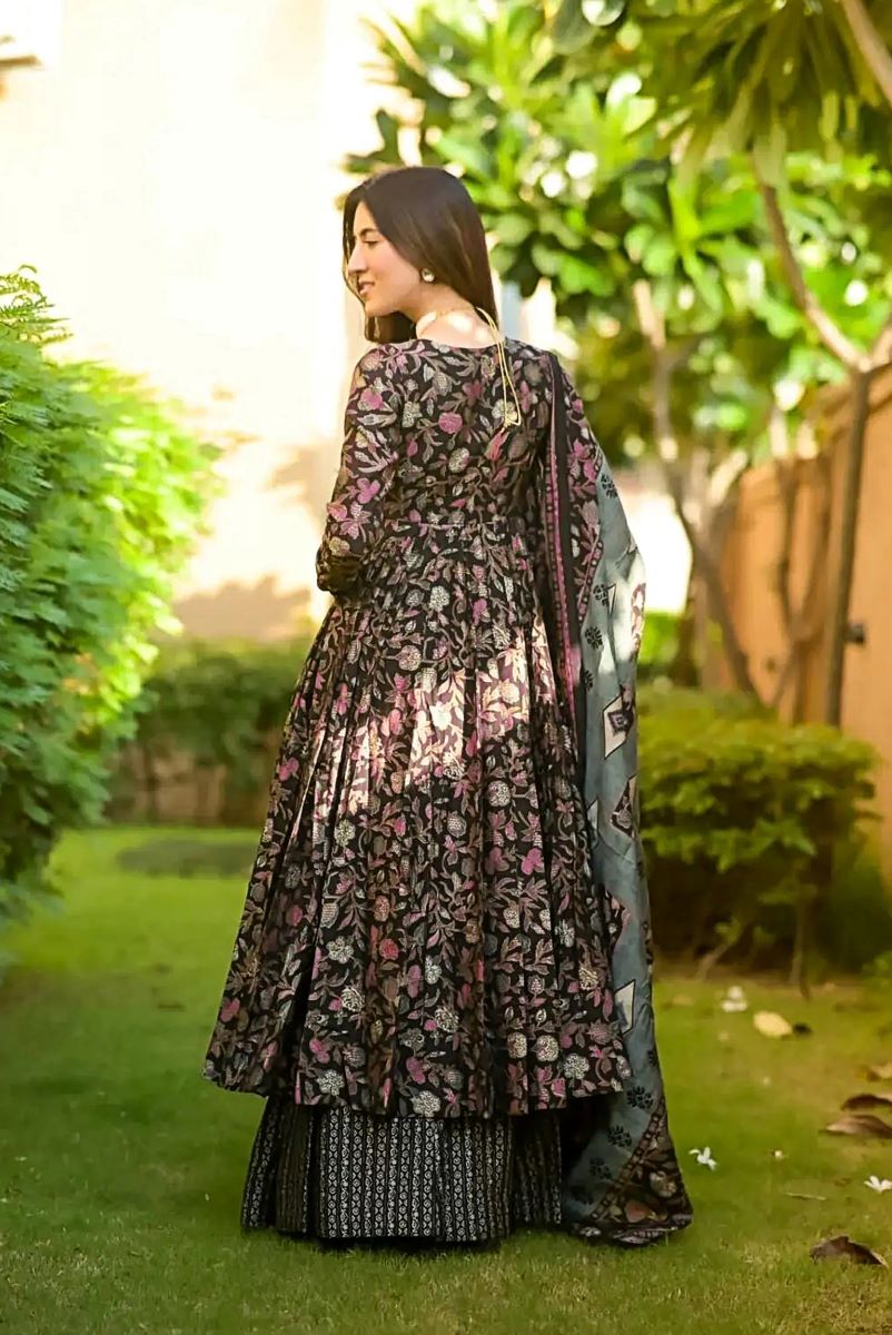 Gulnaar Heavy Digital Printed Muslin Anarkali Set