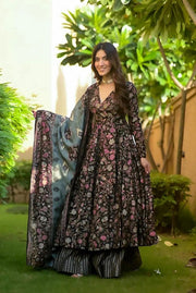 Gulnaar Heavy Digital Printed Muslin Anarkali Set