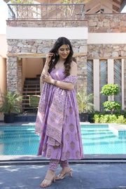 Gulnaar Heavy Digital Printed Muslin Anarkali Set