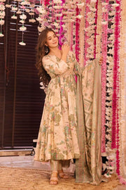 Gulnaar Heavy Digital Printed Muslin Anarkali Set