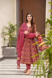 Gulnaar Heavy Digital Printed Muslin Anarkali Set