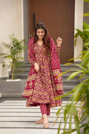 Gulnaar Heavy Digital Printed Muslin Anarkali Set