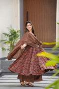 Sahar Brown Muslin Anarkali Set