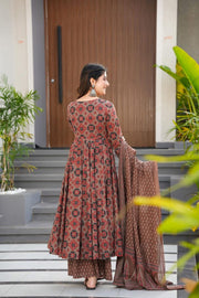 Sahar Brown Muslin Anarkali Set