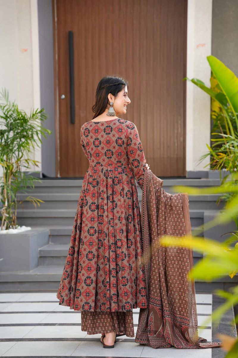 Sahar Brown Muslin Anarkali Set
