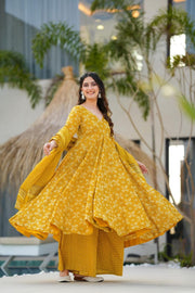 Aafreen Mustard Cotton Anarkali Set
