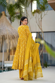 Aafreen Mustard Cotton Anarkali Set