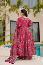 Noorani Pink Heavy Mal Cotton Anarkali Set