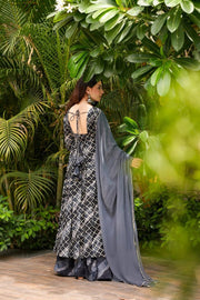 Zariya Charcoal Grey Muslin Anarkali Set