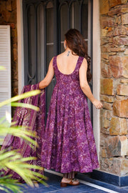 Aafiya Plum Muslin Anarkali Set