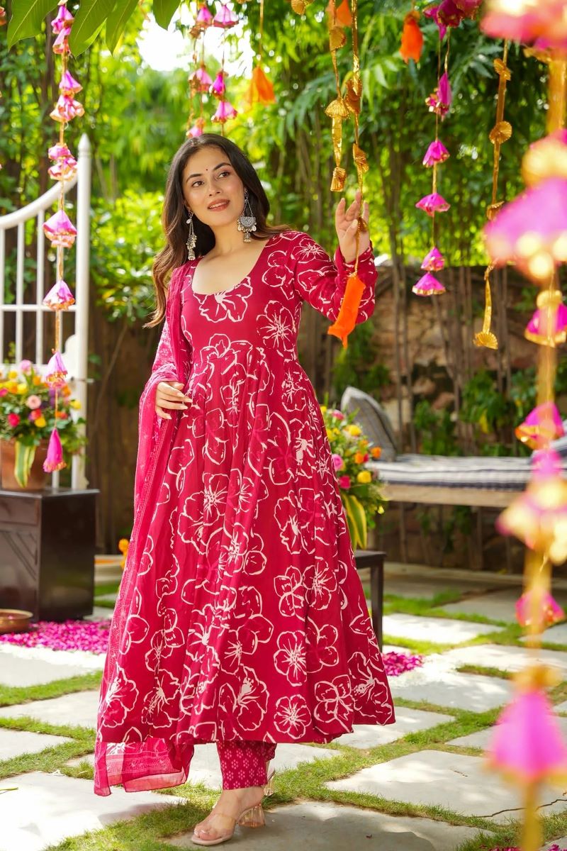 Nayra Rani Pink Muslin Anarkali Set