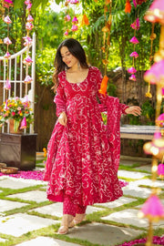 Nayra Rani Pink Muslin Anarkali Set