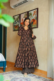 Noor Black Rayon Printed Anarkali Set